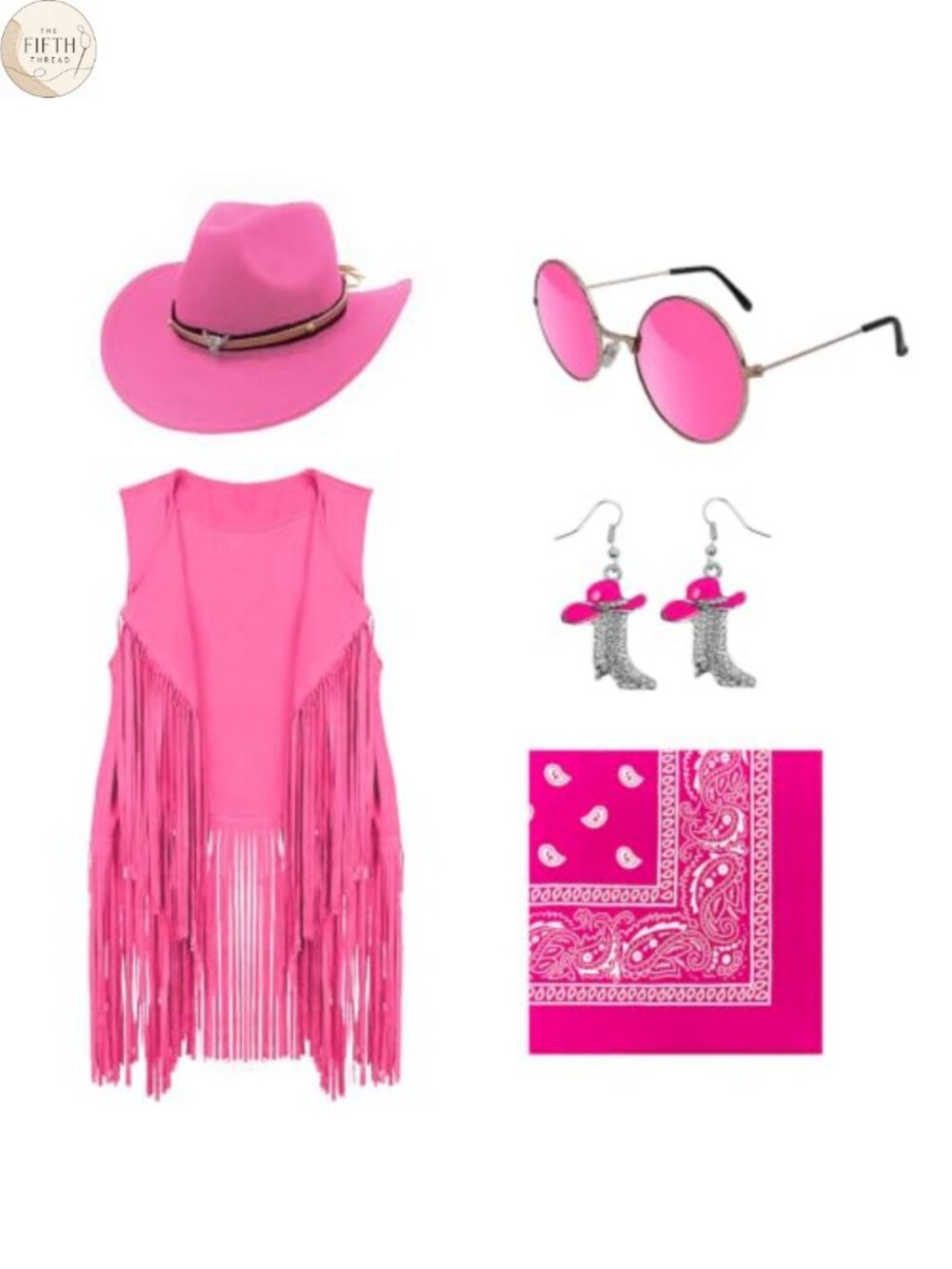 Faux Suede Cowgirl Costume Set Fringe Vest Hat Halloween Accessories